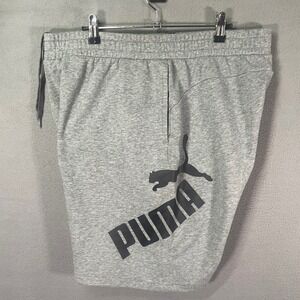 Puma Shorts Mens XL Gray Logo French Terry Athletic Gym Lounge Shorts